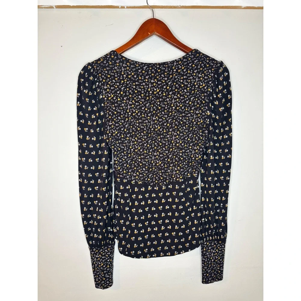Free‎ People Ditsy Floral Button Front Long Sleeve Top Womens S